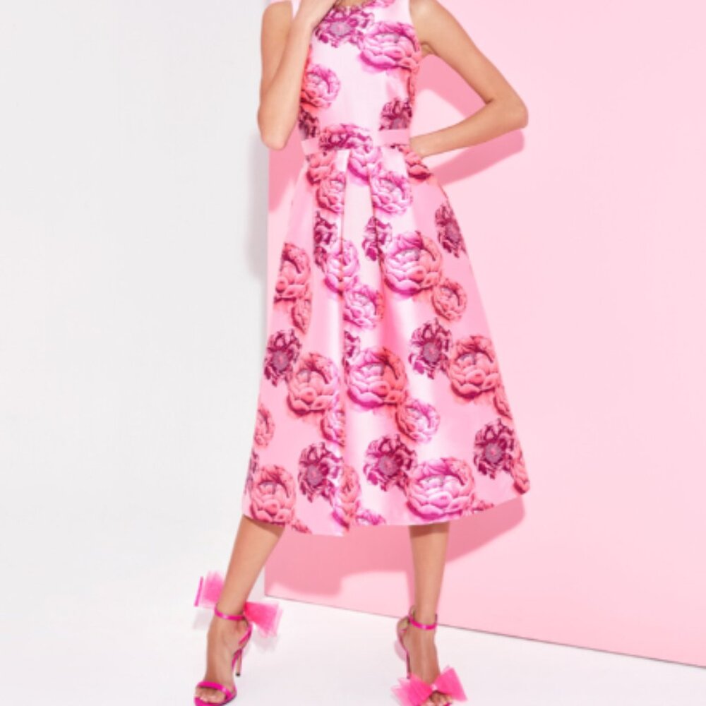 Alice+Olivia CHERRA EMBELLISHED NECK MIDI DRESS Size 8 NWT. - Picture 6 of 6